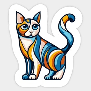 Pop art cat illustration. cubism cat illustration Sticker